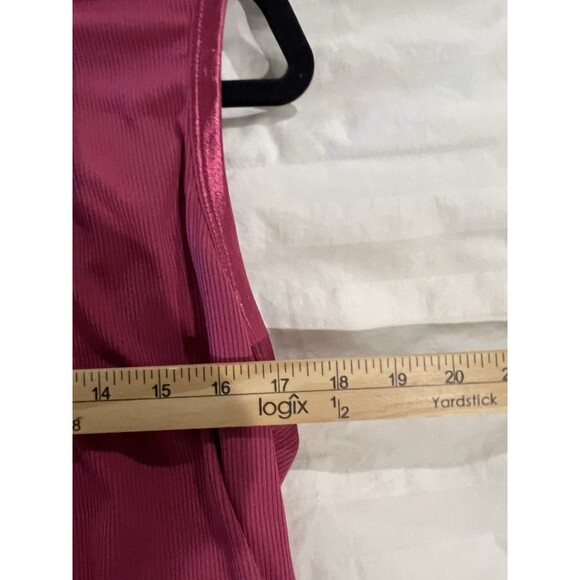 NWT Kate & Mallory Scoop Neck Ribbed Shimmer Trim Tank Top XL Pink Stretch Layer - Picture 9 of 9